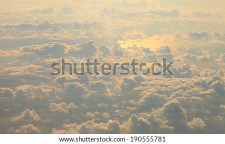 The clouds in the sky - a view from the aircraft cabin
