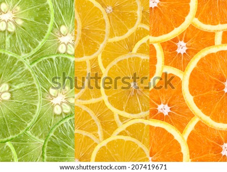 Mixed citrus fruit  background.