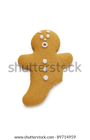 A Surprised Looking Gingerbread Man With A Leg Missing Stock Photo ...