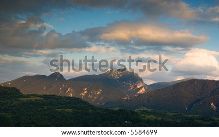 Beautiful mountain landscape in evening (ideal for background or wallpaper)