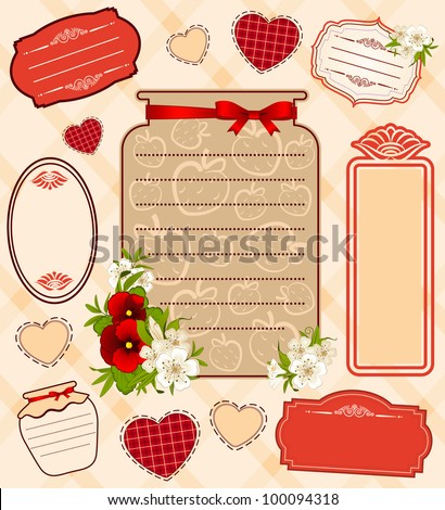 Vector illustration of banks with strawberry and flowers