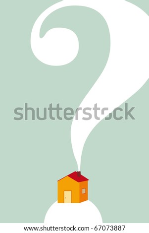 Finding home concept. House and question mark. Vector.