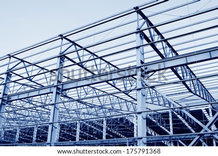 Steel structure workshop and raw materials, in a factory, north china