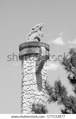 ZUNHUA - MAY 11: Ornamental columns erected in front of the Eastern Royal Tombs of the Qing Dynasty on May 11, 2013, Zunhua, Hebei Province, china.