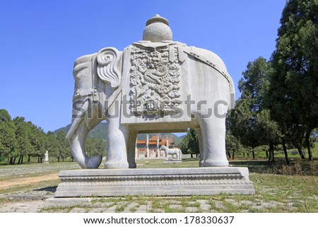 ZUNHUA - MAY 11: Stone elephant in the Eastern Royal Tombs of the Qing Dynasty on May 11, 2013, Zunhua, Hebei Province, china.