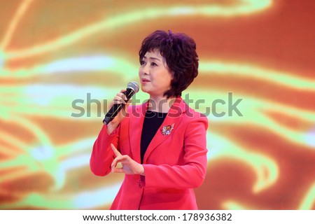 LUANNAN, CHINA - NOVEMBER 28, 2012: Famous Peking Opera artist Li Shengsu was performing Beijing Opera \