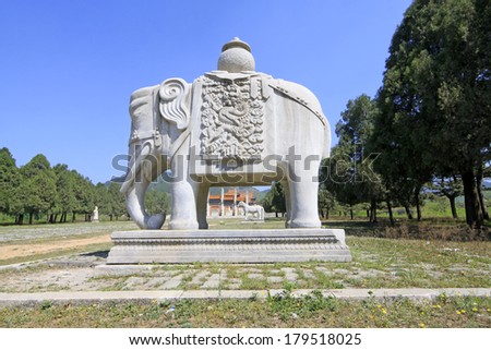 ZUNHUA - MAY 11: Stone elephant in the Eastern Royal Tombs of the Qing Dynasty on May 11, 2013, Zunhua, Hebei Province, china.
