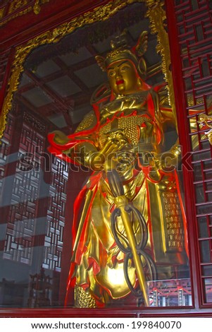 TANGSHAN - MAY 10: Sculptures of ancient Chinese military commanders in Xingguo temple on May 10, 2014, tangshan city, hebei province, China.