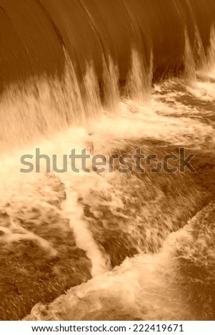 rubber dam and flowing water on a river, north china