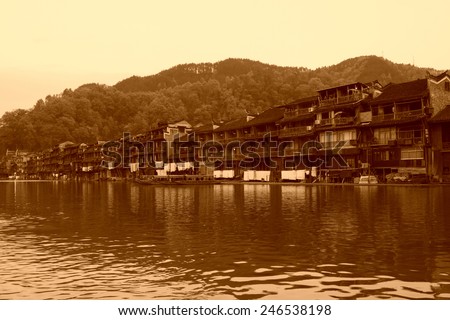 House projecting over the water on April 15, 2012, Phoenix County, Hunan Province, China