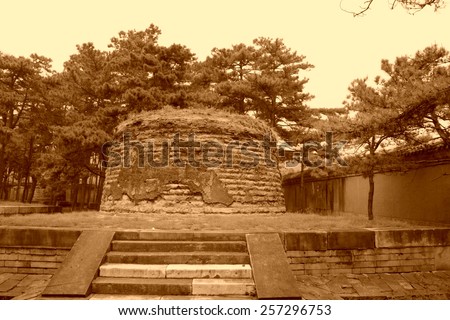 Princess tomb architecture landscape in the Eastern Royal Tombs of the Qing Dynasty on May 13, 2012, Zunhua City, Hebei Province, china.