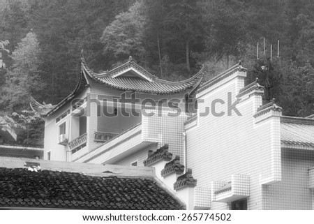 Horse head wall in antique buildings, in Zhangjiajie scenic area, Hunan, China