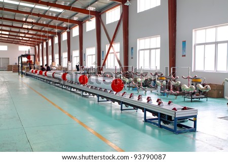manufacturing workshop landscape, in a steel processing company, Luannan County, Hebei Province, China.