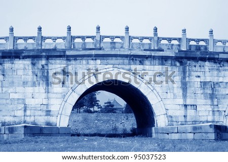 chinese ancient architecture landscape-stone arch bridge, close up of pictures, Eastern Qing Tombs, Zunhua County, Hebei, china.
