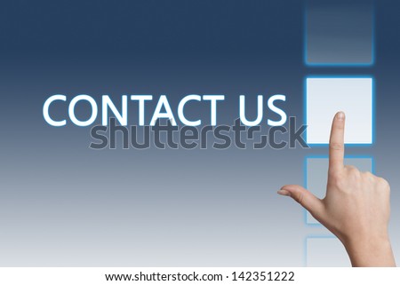Marketing concept: words Contact us on blue background.