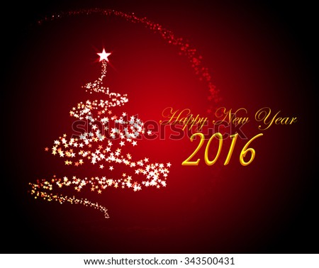 Holiday Greeting Card For New Year'S Eve 2016 With A Christmas Tree