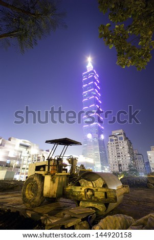 TAIPEI, TAIWAN - June 26: a construction site near Taipei 101 on June 26, 2013.  The city is still has a lot of new building under construction near Taipei 101