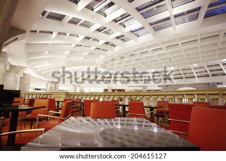 TAIPEI, TAIWAN - JULY 5: Coffee shop in a shopping center--East Taipei has many large department stores. It is one of the best place to go and shop in Taipei, July 5, 2014, Taipei, Taiwan