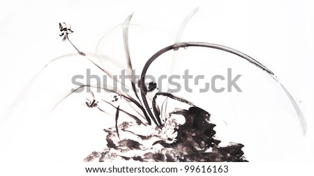 Orchid in Spring--a traditional Chinese brush painting