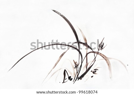 An elegant orchid flower--Traditional Chinese brush Painting