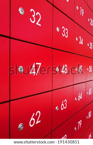 Red individual metal postal boxes