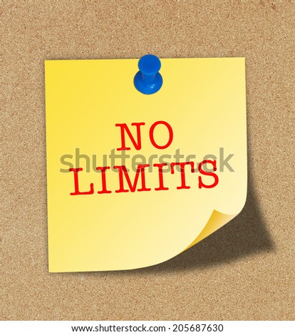 The word NO LIMITS pinned to a cork board.