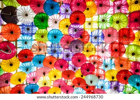Colorful of Paper Parasols,Paper Umbrella Backgrounds & Textures