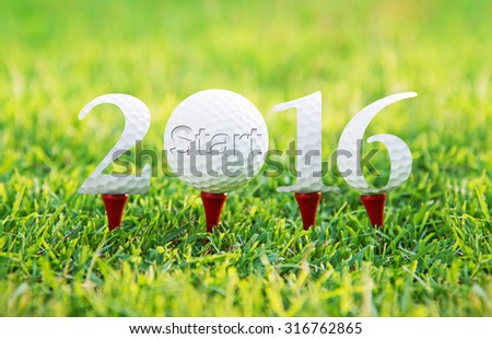 Start new year 2016, Golf sport conceptual image.