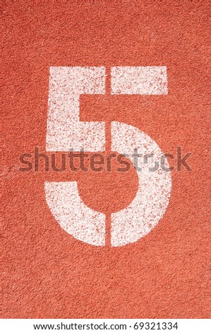Number five on the start of a running track - check my portfolio for other numbers