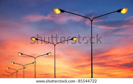 Street light against a twilight sky background