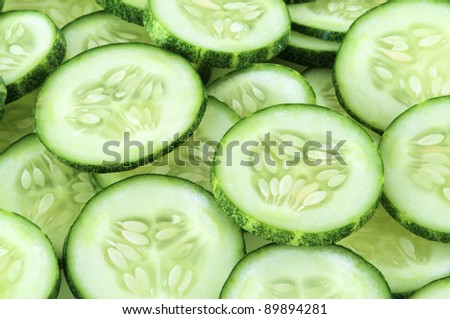 Freshly sliced cucumber