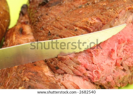 cut steak upclose
