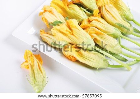 plate of fresh squash blossoms from the market