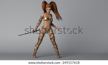 warrior african girl with sword