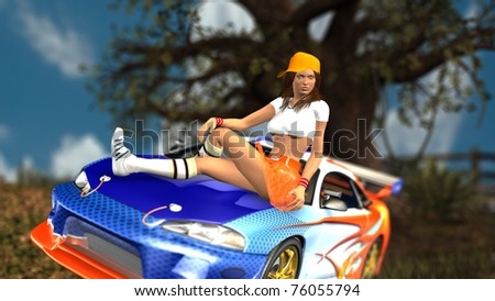 sexy girl and sport car