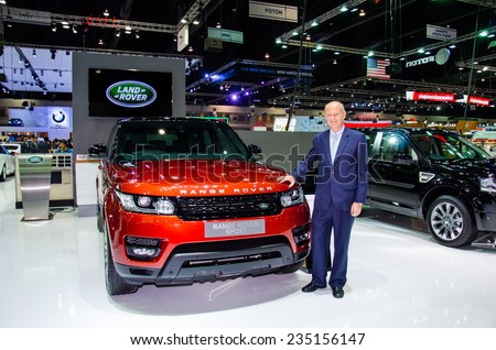 NONTHABURI - NOVEMBER 28:  Range Rover Sport with Unidentified business man on display at Thailand International Motor Expo 2014 on November 28, 2014 in Nonthaburi, Thailand.