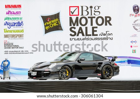 BANGKOK - AUGUST 1 : Porsche 911 on display at Bangkok International Grand Motor Sale 2015 (Big Motor Sale 2015) is exhibition of vehicles for sale on August 1, 2015 in Bangkok, Thailand.
