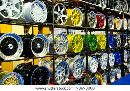 BANGKOK - MARCH 27: Magneto wheels on display at The 33th Bangkok International Motor Show  on March 27, 2012 in Bangkok, Thailand.