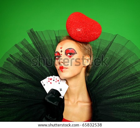 Queen of hearts with casino cards