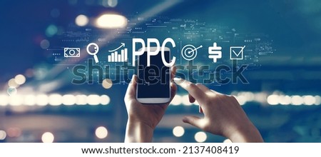 PPC - Pay per click concept with person using a smartphone Zdjęcia stock © 