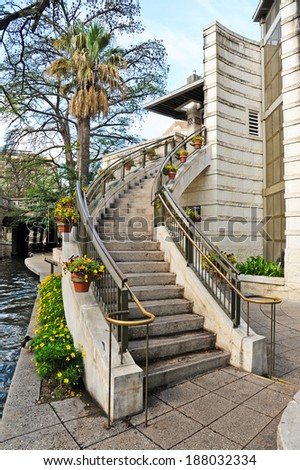 Street Access from the Riverwalk in San Antonio, Texas