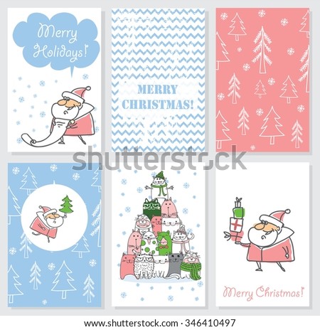 Collection Of 6 Christmas Card Templates. Stock Vector Illustration 346410497 : Shutterstock