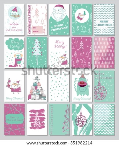 Collection Of 20 Christmas Card Templates. Stock Vector Illustration 351982214 : Shutterstock