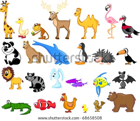 Wide Range Of Animals Stock Vector Illustration 68658508 : Shutterstock