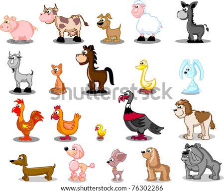 Superlarge Cartoon Set Pets Stock Vector 76302286 : Shutterstock