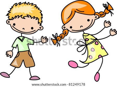 Happy Cartoon Kids Stock Vector Illustration 81249178 : Shutterstock