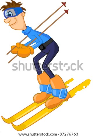 Funny Cartoon Skier Stock Vector Illustration 87276763 : Shutterstock