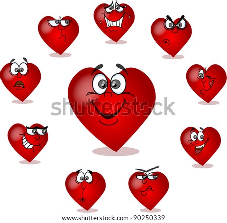 Heart on Valentine\'s Day, with different emotions
