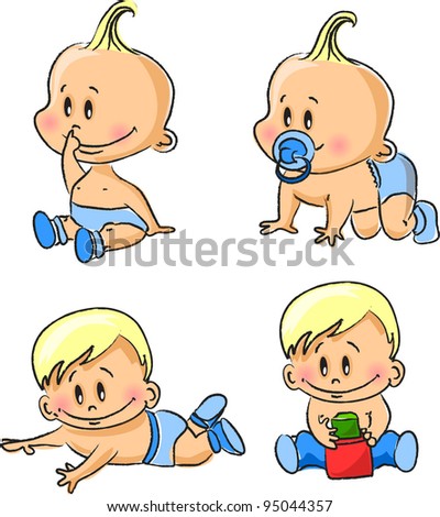 Vector Illustration Of Baby Boys - 95044357 : Shutterstock