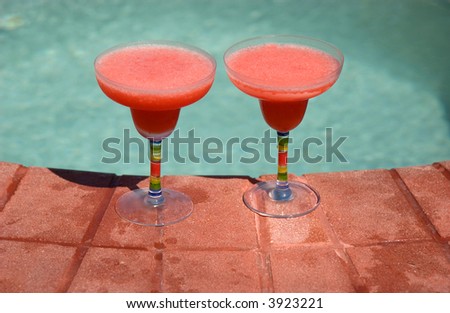 Pair of Frozen Drinks by Pool